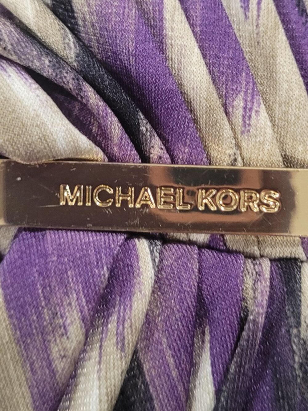 Michal Kors Purple Abstract Patterned Dress , Size L - Picture 6 of 7